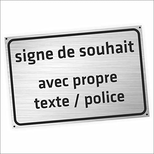 INDIGOS UG - Schilder selbst gestalten - Stahllook - Aluverbundplatte 12 Größen - 30x20-200x100cm - Schild personalisiert mit Text - Schrift - für Garage, Hotel, Parkplatz, Schule, Carport, Firma