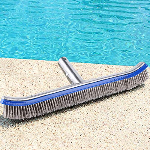 Wakects Cepillo de piscina de 18 pulgadas, cerdas de acero, cepillo de pared para piscina, Spring Pool Cepillo de limpieza Pond Spa 44 x 16 cm