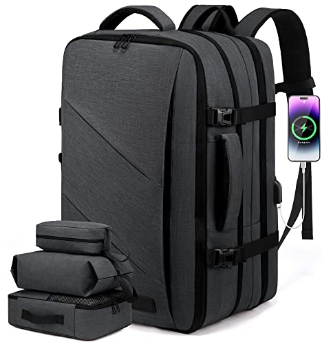 LOVEVOOK Rucksack Handgepäck Flugzeug, Reiserucksack Handgepäck Flugzeug,Business Rucksack Herren Damen Laptop Rucksack für 18 Zoll Travel Backpack, Grau