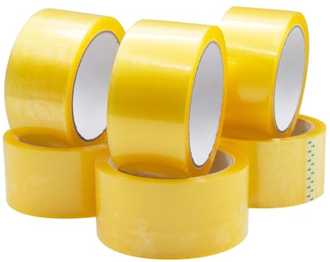 RAYLU PAPER® - Rollos de Precinto, Cinta Adhesiva para Embalaje de Cajas de Envío Resistente y Extra Fuerte, 66 metros x 50 mm de ancho (6 unidades, Transparente)