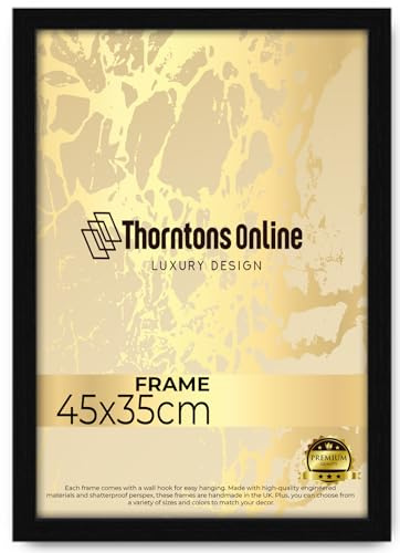 Throntons Large Poster Frame 35 x 45cm Large Picture Frames Shatter-Resistant Perspex Portrait & Landscape Display Frames for Wall Decoration Photos Canvas Paintings Art Gallery (45 cm x 35 cm)