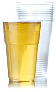 GoCoPack Beer Cups: Pack of 50 Clear Strong Plastic Beer Cups Pint Glasses - Available in: 10oz, 12oz, 20oz - 1 Pint or 22oz - Ideal for Parties, Celebrations or Events (12oz (340ml) Pack of 50)