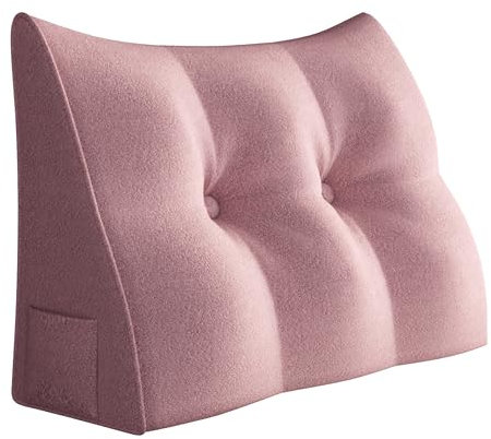Johnear Keilkissen Lesekissen für Bett und Sofa Lehnenkissen Rosa Kissen 60cm, Rückenkissen Kopfteil Bett Rückenlehne Großes Dreieckiges Lendenkissen
