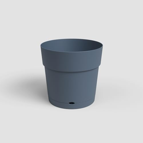 Artevasi Capri Breiter Topf, Topf mit wasserreservoir, Kunststofftopf, 50cm, Farbe Taubenblau