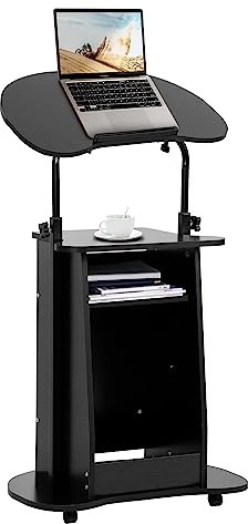 Nisorpa Mobiler Rednerpult-Podiumständer, Stehpult, höhenverstellbar, Laptop-Wagenrad, tragbarer Kanzelständer für Kirche, Sitz-zu-Steh-Schreibtisch mit neigbarem Schreibtisch für Klassenzimmer,