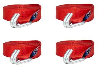 Lasiprofi Spanngurt Losende 50 mm Set 4 | Doppelspitzhaken in rot | LC 2500/5000 daN | Gurtband zum tauschen… (Länge 9,5 m)