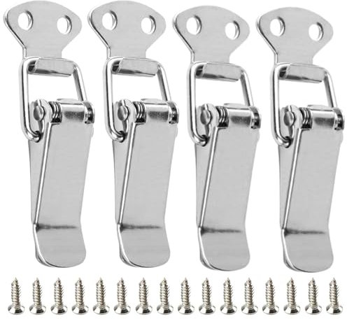 Antesen 4 Pack Stainless Steel Tension Clasp Spring Toggle Latch Hasp Catch Clamp Clip for Door Window Furniture Hardware Suit Drawer Toolbox Closet Cabinet Case Box