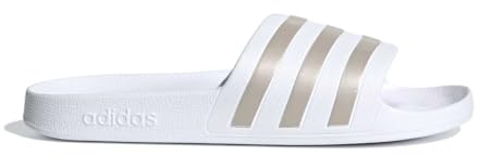 adidas Aqua Adilette Badelatschen (white/metallic, EU Schuhgrößensystem, Erwachsene, Numerisch, M, 39)