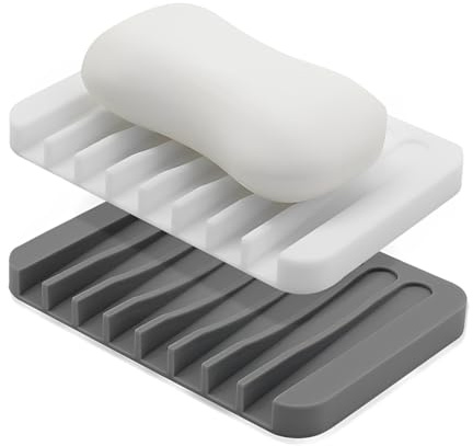 EYVRPAU 2 Unidades Jabonera de Silicona con Desagüe, Diseño Antideslizante, para Baño Ducha Cocina
