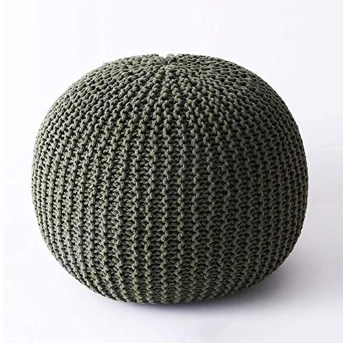 MEILISHAOMEI Großer runder Pouf aus 100% grob gestrickter Baumwolle,Fußhocker,Ottomane für das Wohnzimmer,perfekte Sitzgelegenheiten im Freien,C