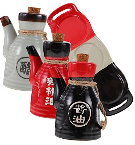 Cabilock 1 Juego Aceitera y vinagrera estilo japonés botella japonesa para condimento dispensador de aceite galheteiro vinagreras dosificador de miel tarro de vinagre olla de vinagre