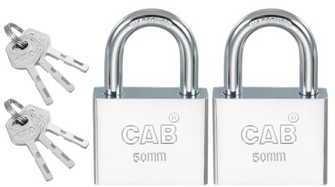 PATIKIL Lucchetto A Perno 50mm (2), 2 Pezzi Chiavi Diverse Lucchetti In Acciaio Inossidabile Con Archetto Rinforzato E Chiavi Per Porte Interno Esterno, Argento