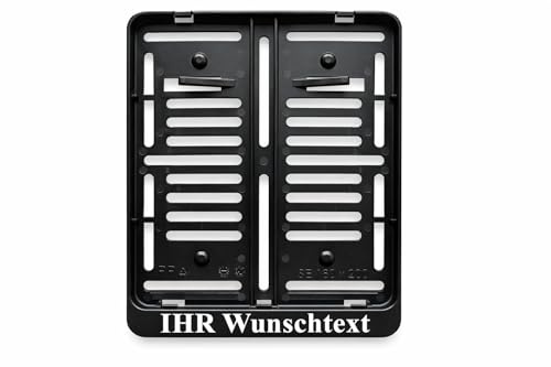 1x Kennzeichenhalter DE Für Kennzeichen im Format 180 x 200 mm 18 x 20 cm mit individuellem Wunschtext Weiß Direkt Bedruckt mit UV-Digitaldruck