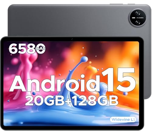 DOOGEE Tab A9 Pro Tablette 10 Pouces, Tablette Android 15, 20Go Ram+128Go Rom(2To TF),Tablette Tactile avec Batterie 6580mAh, Octa-Core 2.0Ghz, 8MP+5MP Caméra, BT5.0/Face ID,Gris