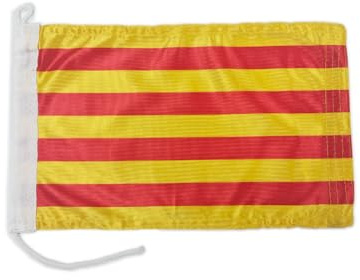 Drapeau de bateau Catalogne 20 x 30 cm - Poids du tissu - Imprimé robuste avec tricot et boucle - Drapeau nautique de 20 x 30 cm (Cataluña)