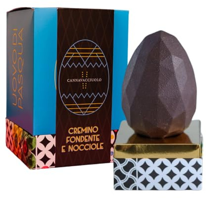 CANNAVACCIUOLO - Uovo di Pasqua Cremino Fondente con Nocciole Granella Goloso e Avvolgente con Cremini Dolce Sorpresa 500g