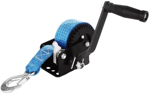 LISHINE Boat Trailer Winch 800lbs Hand Winch with 20 FT Strap, Boat Winch and Ratio 3.2:1 Gear, Heavy Duty Hand Crank Winch for ATVs Boats Trailers Trucks Towing