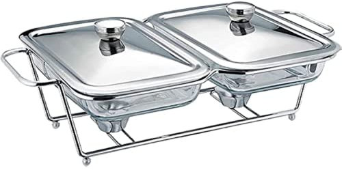 WOTZOV Chafing Dish Buffet-Set, rechteckig, Catering-Servier-Chafing Dish mit Speisepfanne und Deckel, Speisenwärmer für Hochzeiten, Partys, Bankette，1.5L