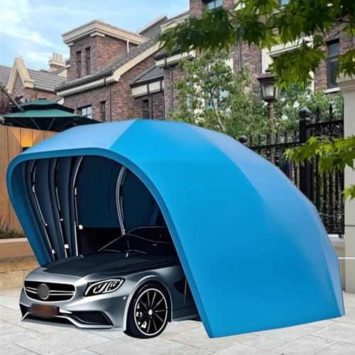 Garaje retráctil semiautomático, cochera plegable de acero inoxidable para exteriores con parasol, tienda de campaña portátil para estacionamiento, patio, jardín