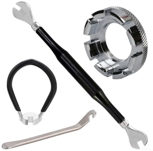 RemixAst Set di 4 chiavi a raggi per bicicletta, in acciaio inox, 8 vie, per vari tipi di raggi, compatte per una facile conservazione