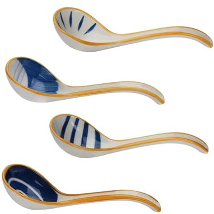 Alipis 4piezas Cucharas De Sopa Cerámica Japonesas Pequeñas Porcelana Elegante Para Cocina Hogar Restaurante