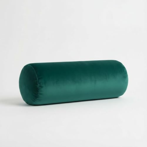 Kosiproducts Round Bolster Cushion Plush Velvet Pillow for Yoga Neck Relaxing Virgin Hollow Fibre Roll [75cmx25cm, Teal]