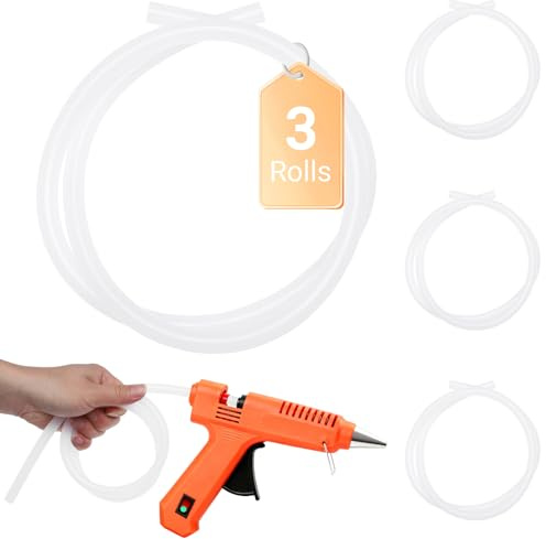 ENPOINT 3 Pack Long Hot Glue Stick Rolls - 3.28 FT Long x 0.43 inch 7/16 Hot Glue Sticks Full Size for Fabric, Wood, Metal, Glass, Plastic, Floral