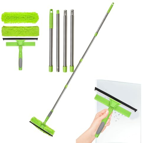 Lavavetri professionale standard | Kit di lavaggio finestre | Spazzola tergicristallo 2 in 1 con di estensione per doccia, vetro, piastrelle, specchio, porta, parabrezza auto, interni ed esterni