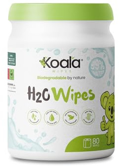Koala Wipes - H2O Wipes - 80 Sheets | Perfect for Babies & All Sensitive Skin Types | 100% Biodegradable
