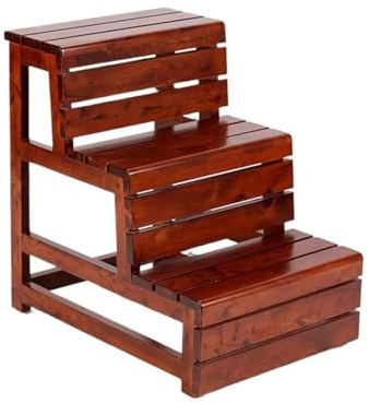 Lkvent Taburete Taburete de Escalera de Madera de 3 Pisos, Silla de Escalera Gruesa, Banco de Escalada portátil, Adecuado for baño, Estudio, Dormitorio y Cocina. Plegable(Chestnut)