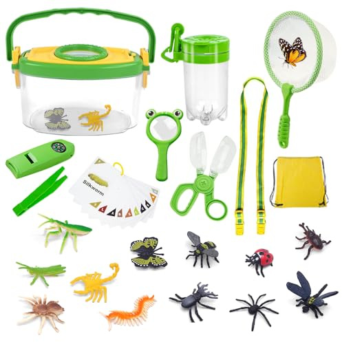KBIBCK Set di Giocattoli da Esploratore Esterno, 32 Pezzi kit Esploratore bambini, Scatola di osservazione degli, per attività all'aperto,esplorazione della natura e della scienza