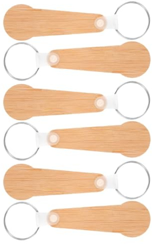 Ipetboom 6pcs Shopping Trolley Tokens Keychain Set, Wooden Quarter Cart Key Ring Holder for Grocery Carts, Small Lightweight Keyring for Daily Shopping Use