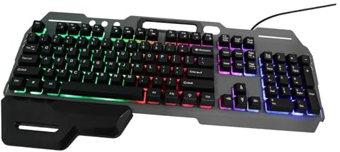 MAJORMENCH Clavier Gamer Mécanique Filaire Noir à 104 Touches en Abs avec Repose-Poignets Confortable, Rétroéclairage LED pour Usage à Domicile Bureau