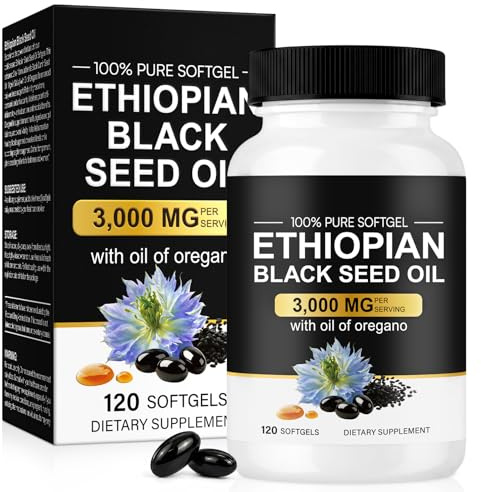Black Seed Oil Capsules, 120 Count High Strength 2-in-1 Blend Cold Pressed Nigella Sativa Seed Oil with Oregano Oil Extract, Support Daily Antioxidants, Immune Function & Digestive Balance