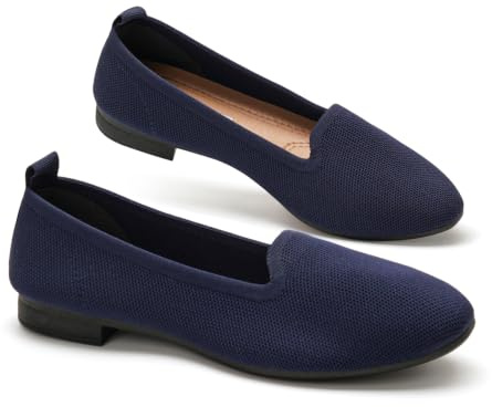 GLAMORA Mocassins Femme Respirants, Chaussures à Enfiler en Textile Souple, Loafers Basses avec Talon Bas, Bout Arrondi, Légères pour Bureau et Quotidien