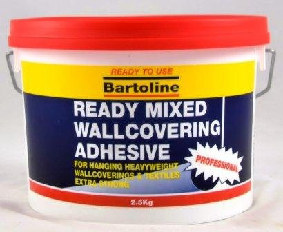 Bartoline Extra Strong Ready Mixed Wallcovering Adhesive 2.5kg, for Vinyl, Textiles, Hessians and Polystyrene Tiles, Easy to Apply, High Tack, Smooth Finish