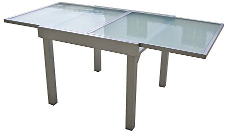 Garden Pleasure - Tavolo allungabile 90/180 x 90 cm, in alluminio e vetro