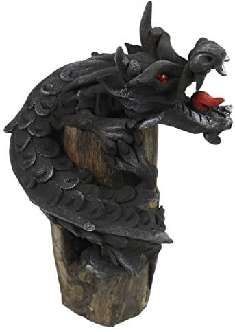 Tatzelwurm Lindwurm Drache Deko Drachen Figur Skulptur ca. 20 cm Schwarz