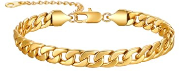 U7 Damen Fußkette Armband 7mm breit Panzerkette Fußkettchen 18k vergoldet 22+5cm Knöchel Armband Sommer Fußbändchen Mode Strand
