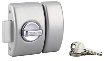 THIRARD Verrou à Bouton et Cylindre Acier Cylindre 50 mm Verni | verrou à bouton et cylindre, cylindre 50 mm, acier, finition verni, 3 clés, porte d'entrée, gris