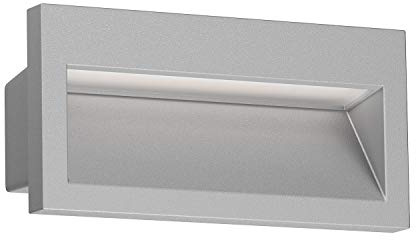 ledscom.de LED Wandeinbauleuchte NOLA, Downlight für außen, IP54, grau matt, 140 x 70mm, warmweiß