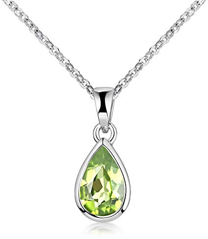 Peridot Anhänger Silber 925 grün Tropfen Edelstein KA-274 | Sterlingsilber rhodiniert wahlweise mit Kette inkl. Schmuck Box Made in Germany von MATERIA by Matthias Wagner