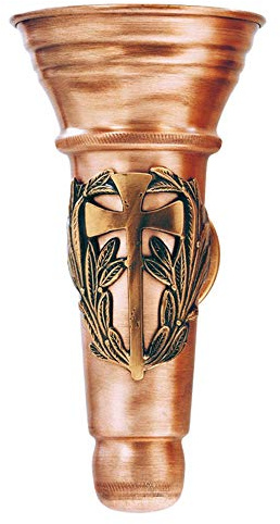REAL VOTIVA FONDERIE D'ARTE Vaso da fiori grande in bronzo, decorazione a croce, vaso di fiori in rame, accessorio da braccio [P.03.1498/20/RA]