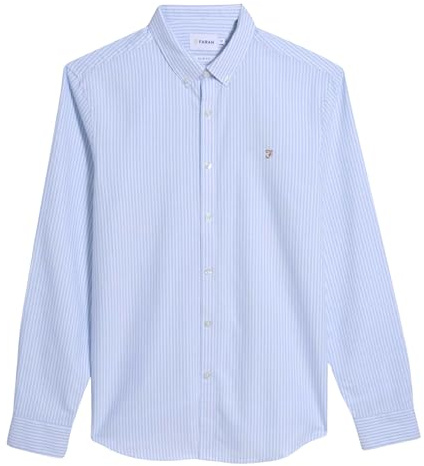 Farah Mens Brewer Stripe Long Sleeve Sky Blue 468 M