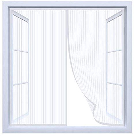 Mosquitera Ventana Magnetica, Mosquitera Para La Ventana, Cortina de Ventana para Prevenir Mosquitos y Insectos, Se cierra automáticamente es fácil de instalar - Blanco 60cm(Ancho) x 100cm(Alto)