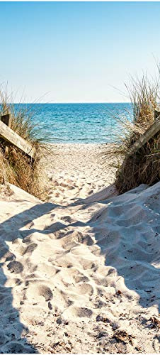 wandmotiv24 Türtapete Weg an den Sandstrand, Meer, Wasser 70 x 200cm (B x H) - Dekorfolie Selbstklebend Sticker für Türen, Türfolie, Aufkleber, M1134