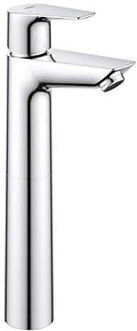 GROHE StartEdge, Waschtischarmatur hoch, wassersparend (Wasserhahn für das Bad, Badarmatur mit Pop-Up Ablauf, 30cm hoch, mit 3in1 Werkzeug, einfache Installation am Waschbecken), chrom, 23777001