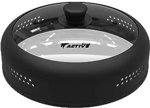 Microwave Cover for Food, Silicone and Glass Splatter Guard Lid for 6–7–8–9-10-11-12 inch Plates & Bowls. By EZY ACTIVE.