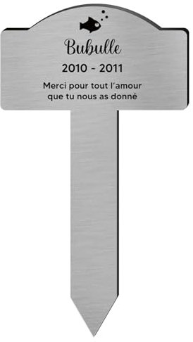 DECOHO - Plaque funeraire Personnalisable pour Poisson - Plaque commémorative avec Piquet - Gravure Laser Durable - 4 Lignes de Texte 100 - Or