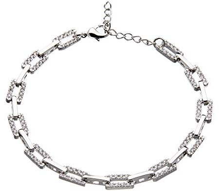 Bello London Pulsera eslabonada Plateada con Cristales Transparentes - Navit